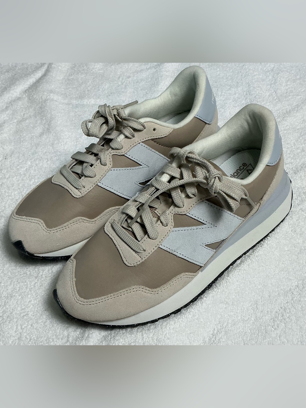 New Balance Women’s Taupe and Light Gray Retro Runner Sneakers